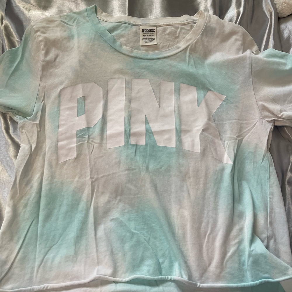PINK Victoria's Secret Tie-Dye Shirt - Blue and White